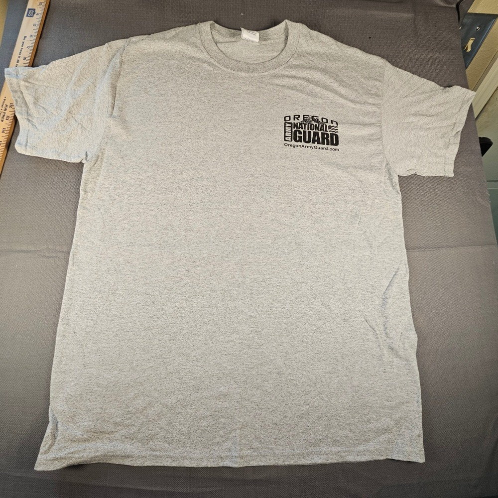 Gildan Mens Oregon Army National Guard T-Shirt Gray Large L Graphic Tee Military